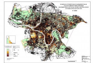 Suminio uzterstumo sunkiaisiais metalais pasiskirstimas  dirvozemyje žemėlapis